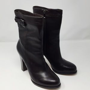 VIA SPIGA Leather High Heel Bootie 10 Brown